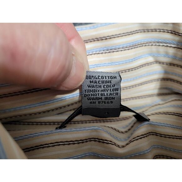 Johnston & Murphy Shirt Men's Large Stitched Stripes 100% Cotton Button Front - Picture 8 of 14